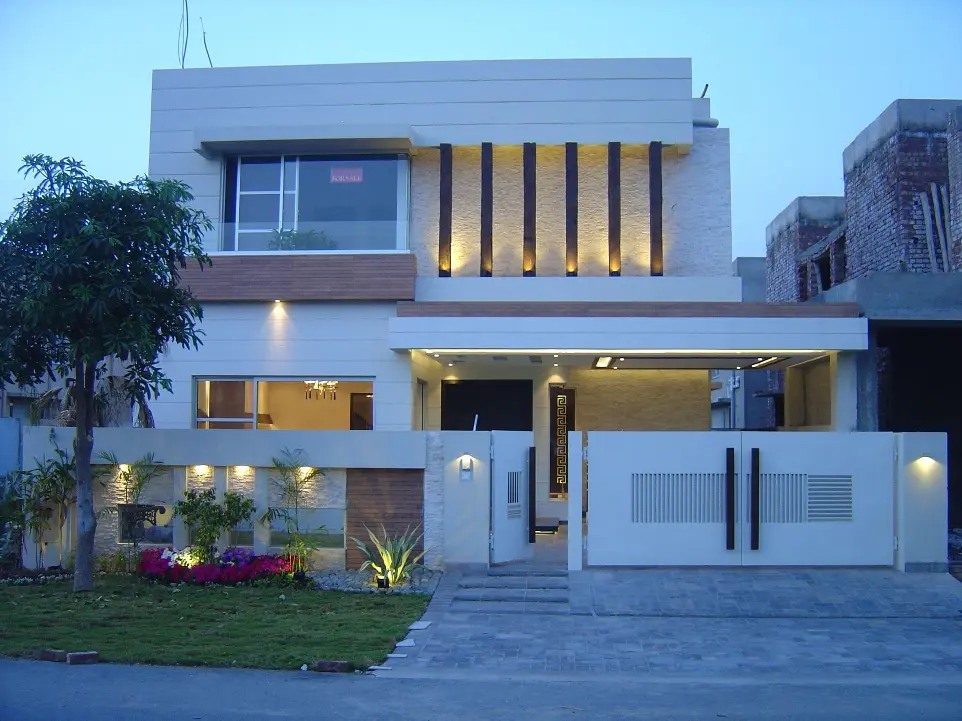 This image showcases a stunning new house design in Sargodha, reflecting a blend of modern architectural style and practicality. The design features sleek lines, a spacious layout, and high-quality materials, making it an ideal choice for those looking to build their dream home. Sargodha Builders offer innovative and stylish house designs tailored to your needs, ensuring comfort, style, and efficiency. Contact us to explore more designs and build your perfect home